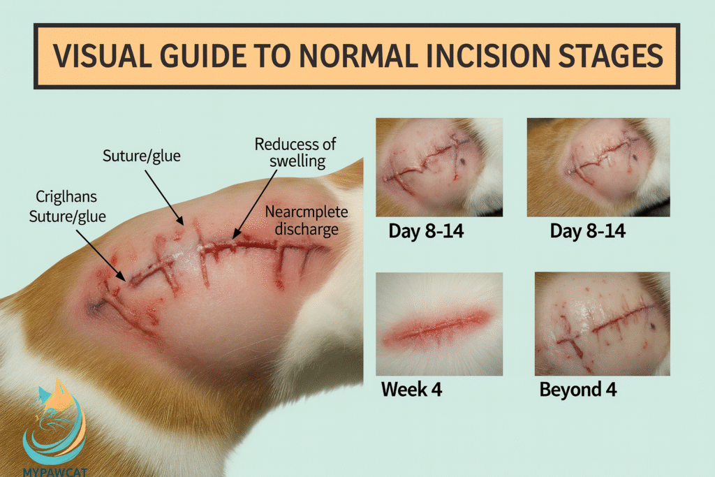 Healing stages cat spay incision step vise